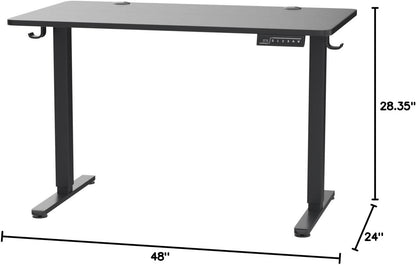 Height Adjustable Electric Standing Desk, 47.2 X 23.6 Inches Sit Stand up Desk, Memory Computer Home Office Desk with Two-Piece Desktop (Black)
