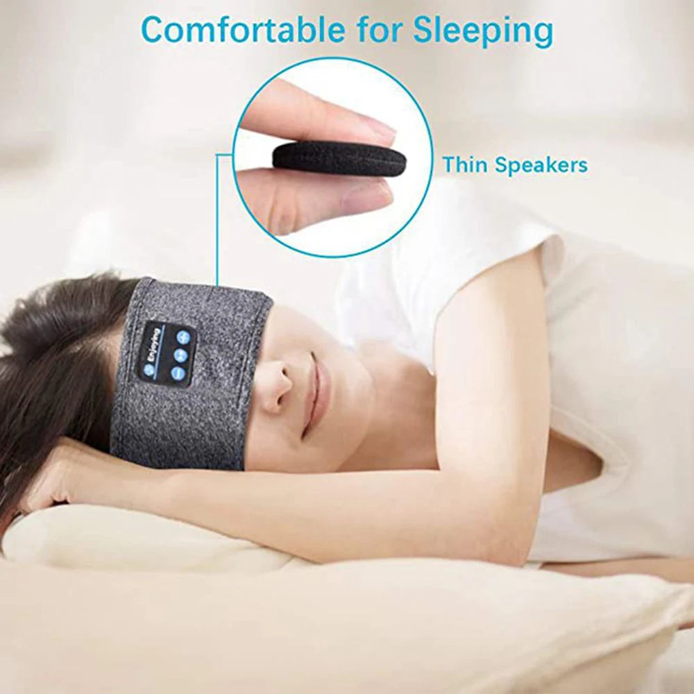 Bluetooth-Compatible Sleeping Headphone Sports Headband Thin Soft Elastic Comfortable Wireless Music Earphones Eye Mask Earphone