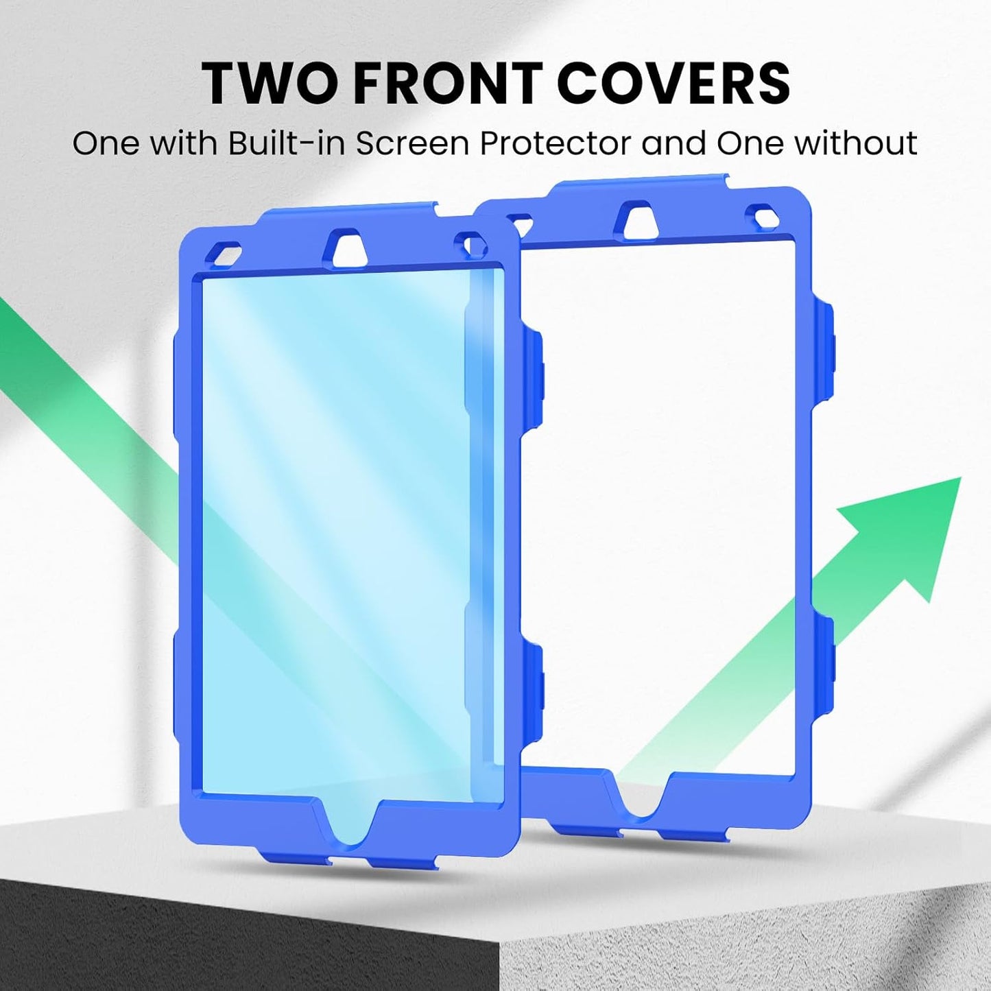 for Ipad 9Th/8Th/7Th Generation Case 10.2" 2021-2019, Full-Body Shockproof Heavy Duty Protective Case with Screen Protector, Rotating Stand/Handle/Shoulder Strap for Ipad 10.2, Black/Blue